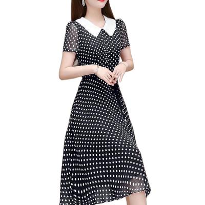 Dámské Retro A-line šaty Korejsko-francouzského stylu Štíhlé Šaty s potiskem Patchwork Ležérní Šaty s krátkým rukávem