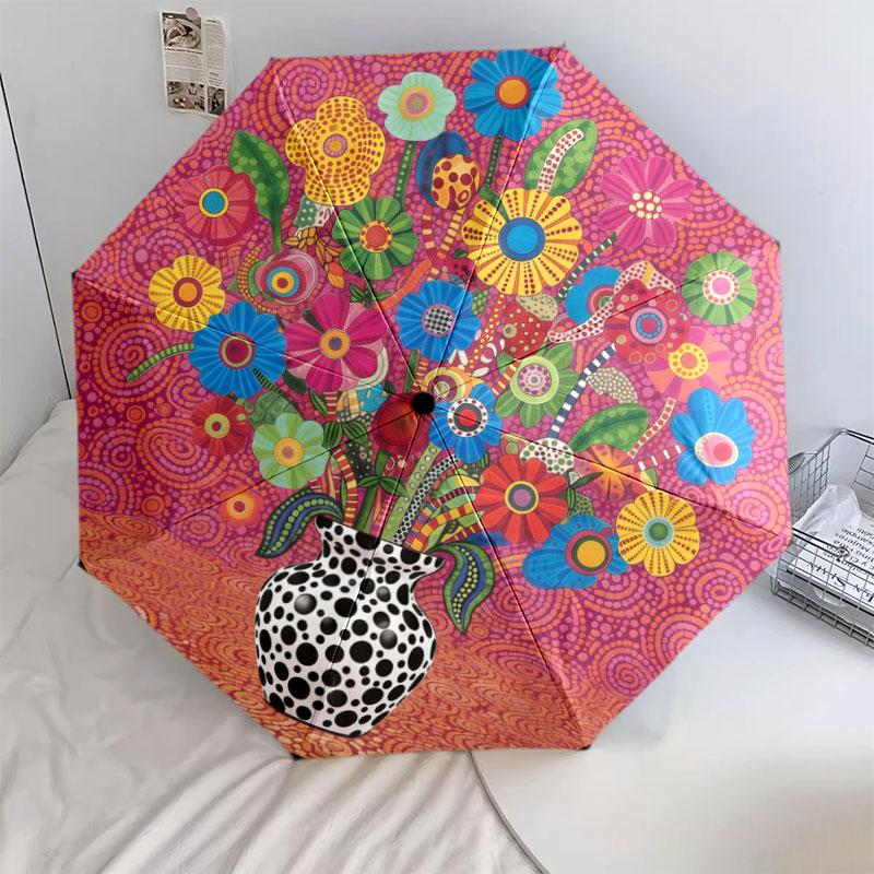 

Polkadotflowers Pattern Pattern New Style Umbrella, 1 Piece Automatic Folding Umbrella, Portable Travel Umbrella, Outdoor Umbrella, Birthday Gift