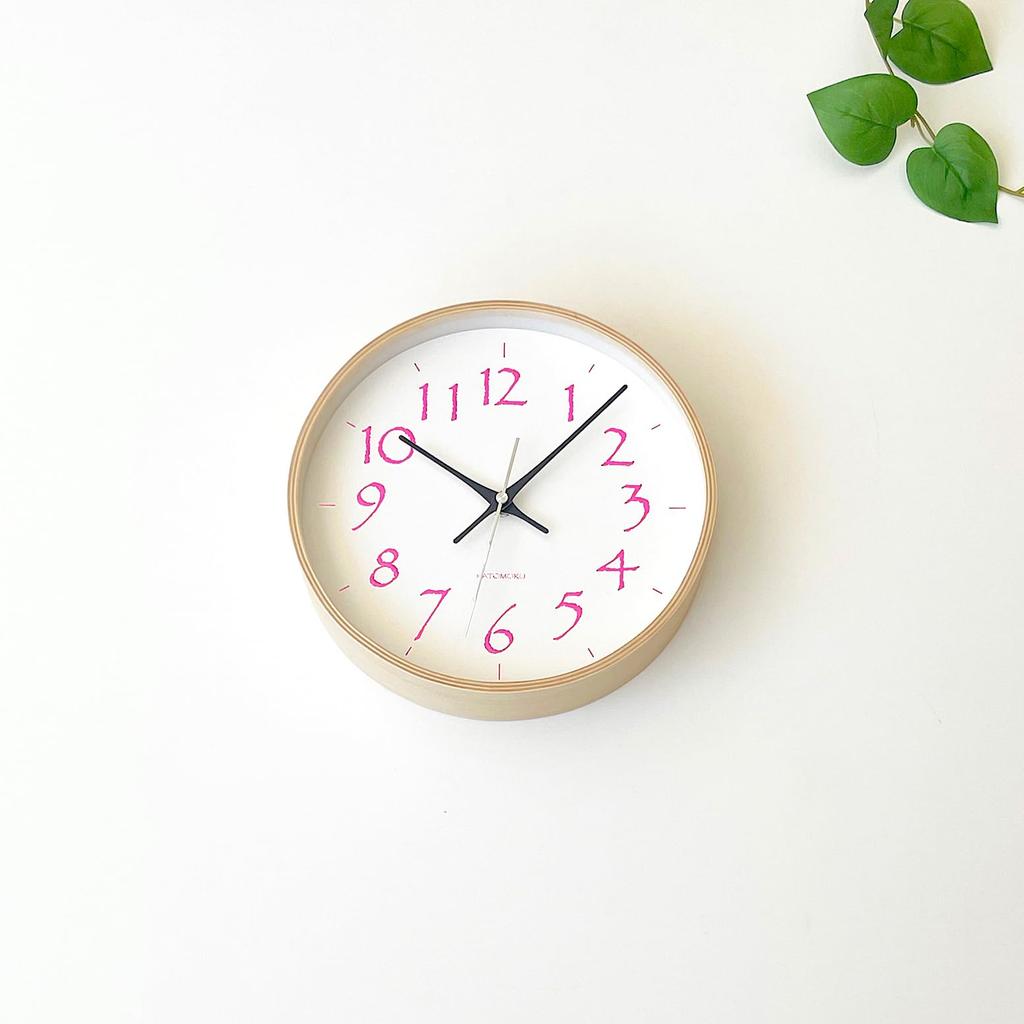 Relógio de compensado KATOMOKU 20 km-119LPRC, rosa claro, relógio de parede com ponteiro de segundos contínuo, diâmetro de 25,2 cm (relógio controlado por rádio)
