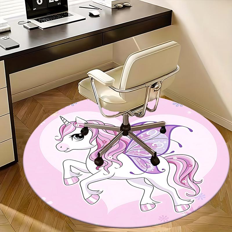 Unicorn Chair Mat - Round Carpet for Home Decor, Office Use, Living Room