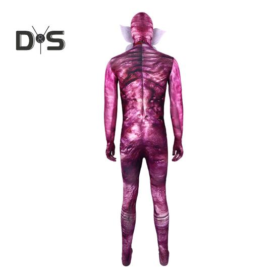 Halloween Cosplay Jumpsuit med hette Slim Fit Corpse Flower Shape Glidelåslukking Lange ermer Fotorekvisita Performance Party Carnival Costume