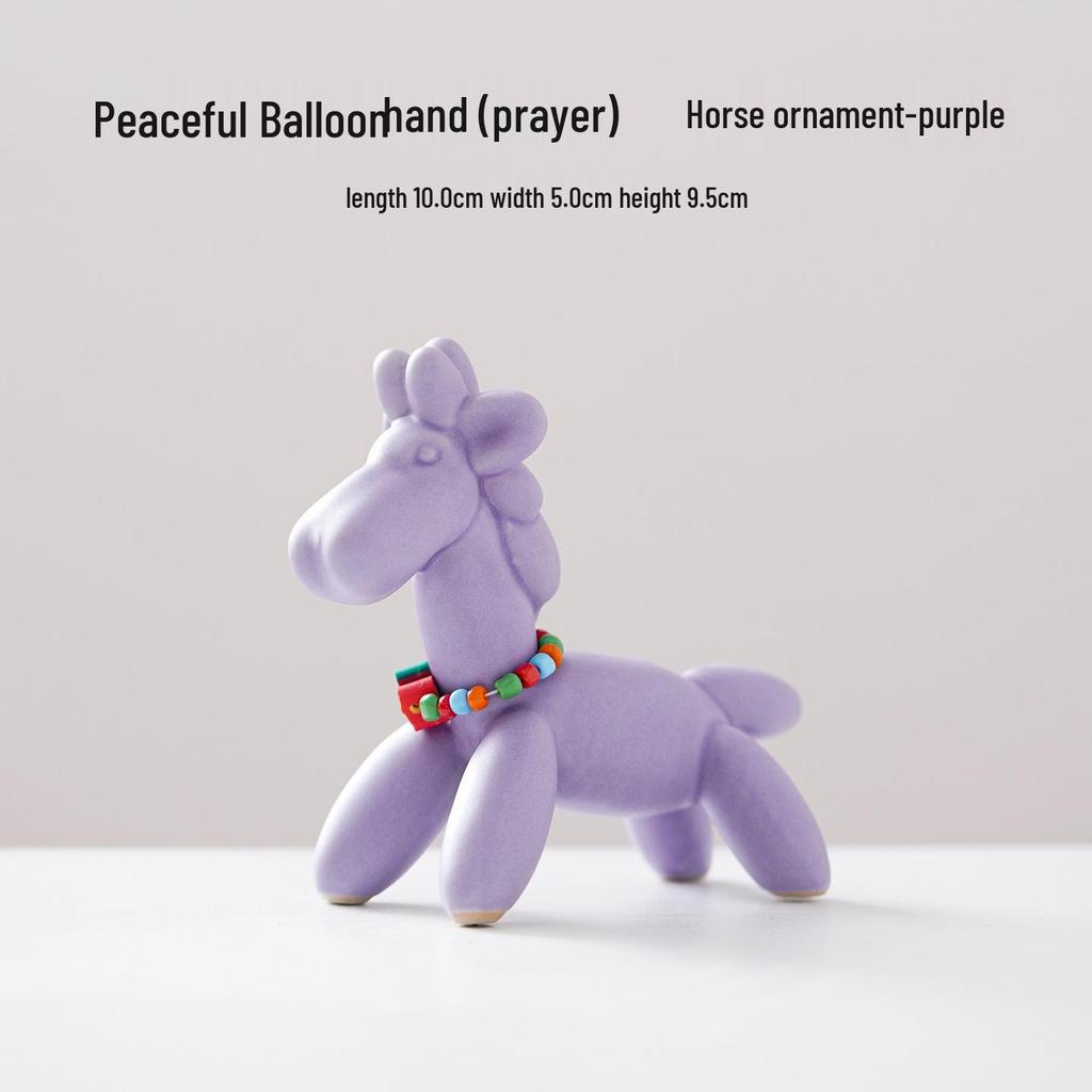 Figurina in Ceramica Cavallo Palloncino Europeo: Decorazione Artistica da Interno per Animali & Regalo