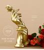 Gold Hand Held Rose Resin Statue, Luxury Romantic Gift for Valentine Anniversary, Elegant Home Table Decor for Women