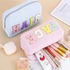 Cosy Velvet Makeup Bag With Embroidered Letters For Travel And Beauty Storage