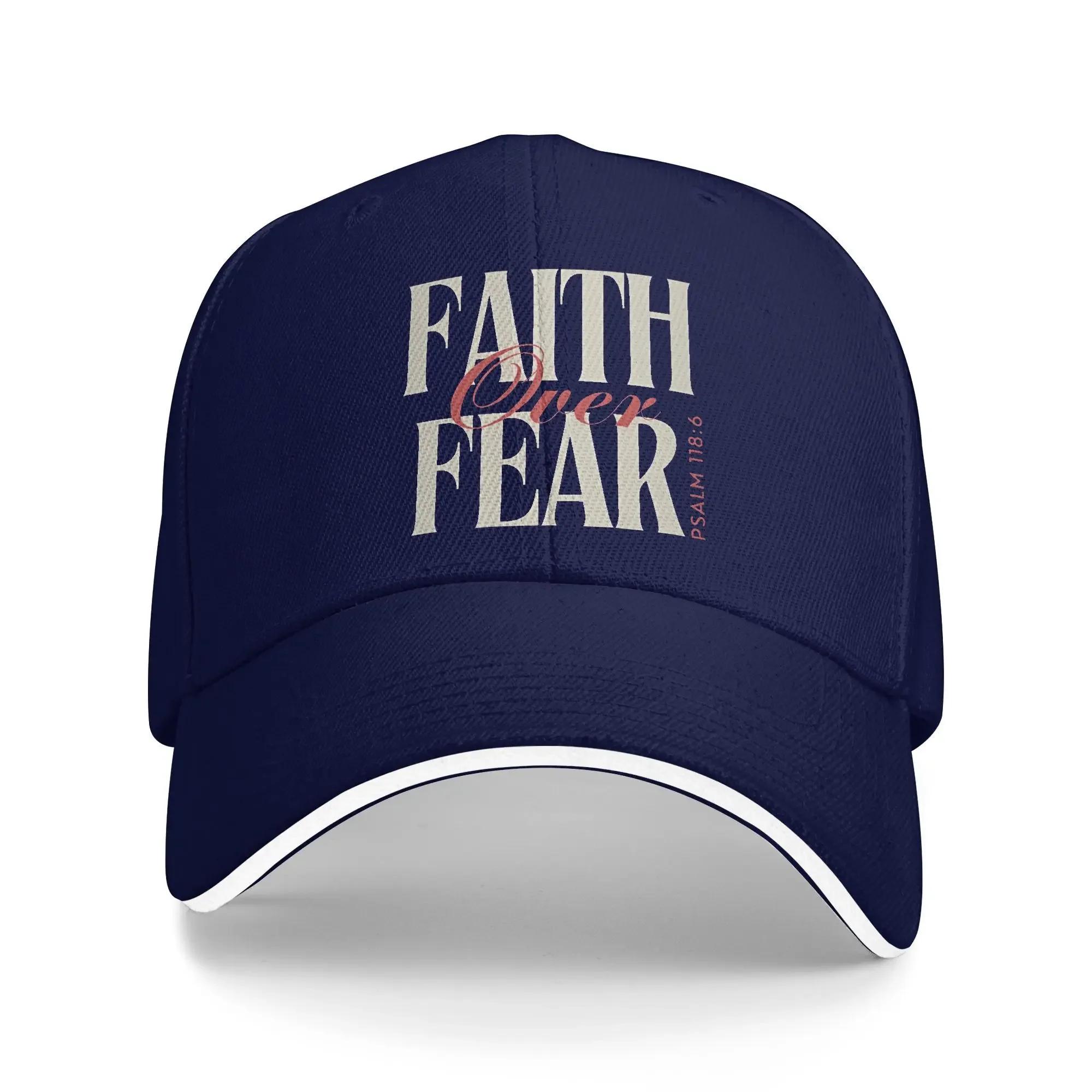 

Christian Faith Over Fear Baseball Cap Streetwear Women Unisex Trucker Hat Wholesale Custom Outdoor Sport Baseball Caps Gift Idea One Size