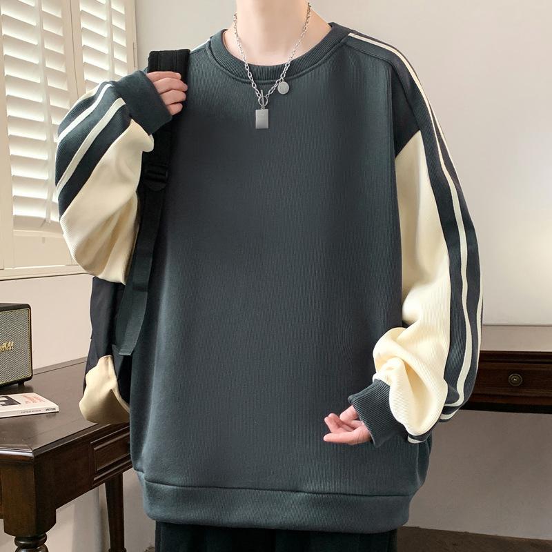 Autumn Large Size Sweatshirt Men's Loose Round Neck Plus Size Plus Fat Top Trendy Casual Jacket