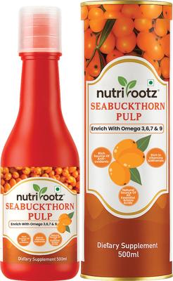 NUTRIROOTZ HIMALAYAN MEERDORN MARK 500 ML| Meerdornsaft| Meerdornbeerenmark| Kaltgepresst| Reich an Omega 3,6,7,9 & Natürlichem Vita