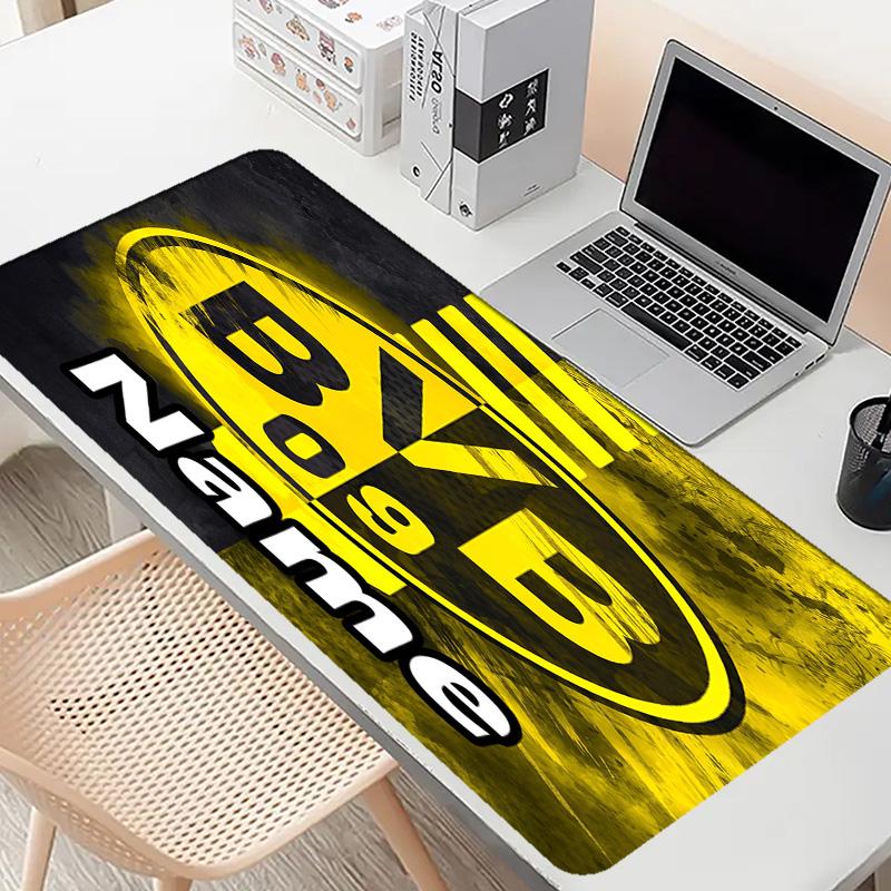 Custom Name Personalized Borussia Dortmund Pattern Mousepad, Laptop PC Desk Mat, Decorative Desk Mat for Home Keyboard Pad Gift