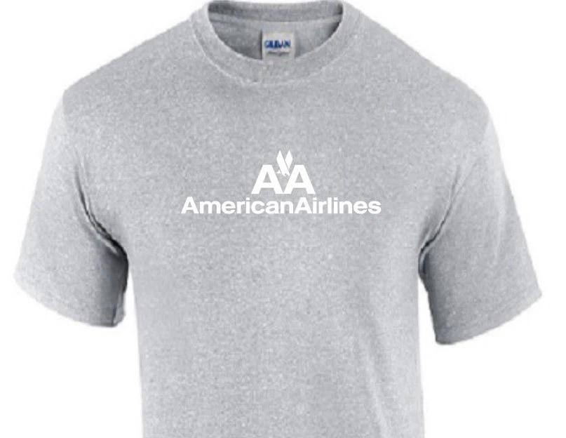 American Airlines White Retro Logo Shirt US Airline Sport Gray T-Shirt L