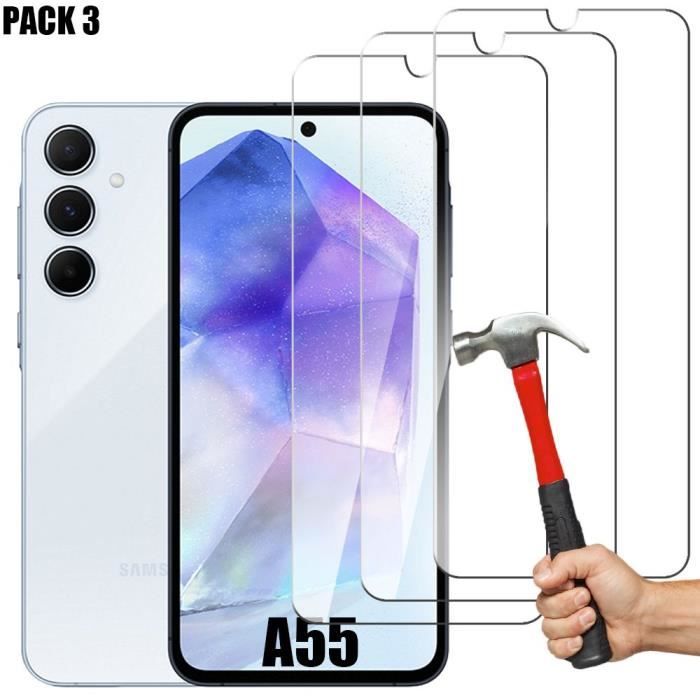 [3 pièces] Verre Trempé pour Samsung Galaxy A55 5G, Protection d'Ecran Transparent Anti-Rayures