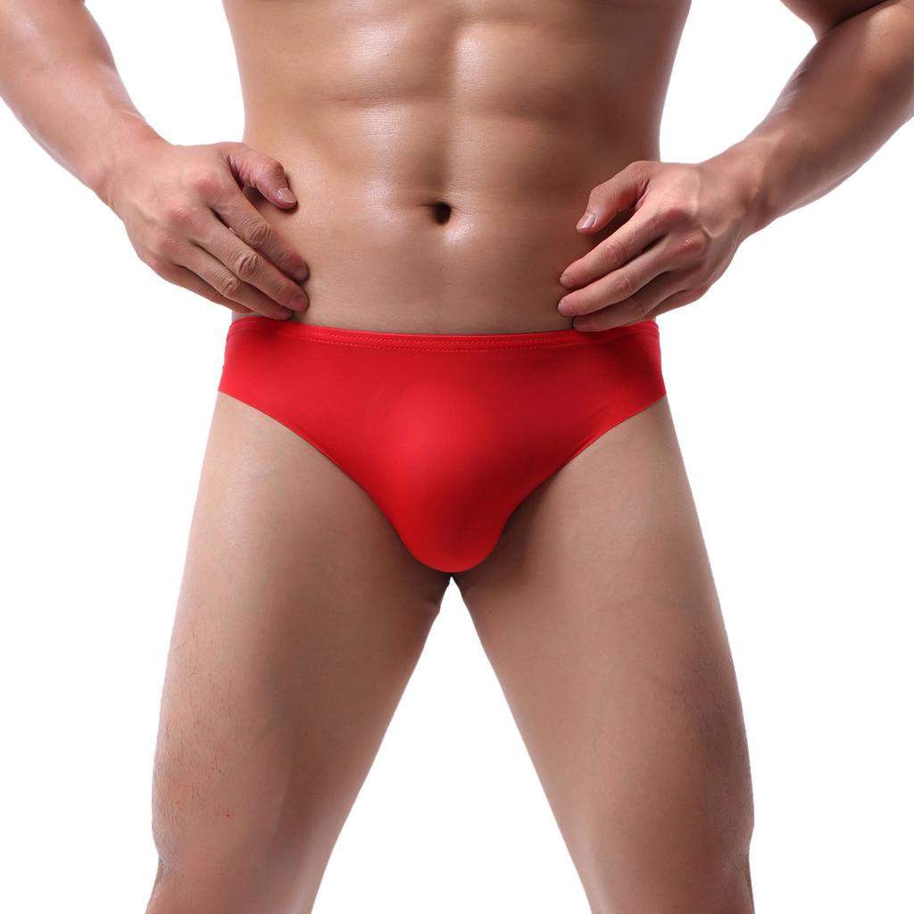 Men Ice Silk Briefs Breathable Sweat Absorbing Soft Underwear Comfortable Stretchy Low Rise Trunks Seamless Design