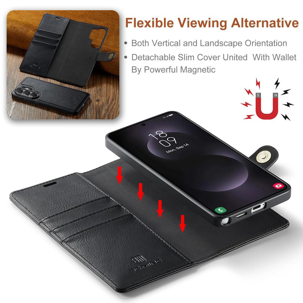 2-in-1 Removable Magnetic Flip PU Leather Case Card Wallet Holder Phone Back Cover For Samsung Galaxy S26 Ultra S25 S24 S23 S22 Plus Protector Skins