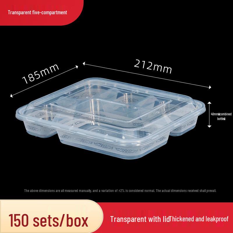 Disposable 5-Compartment Takeout Boxes