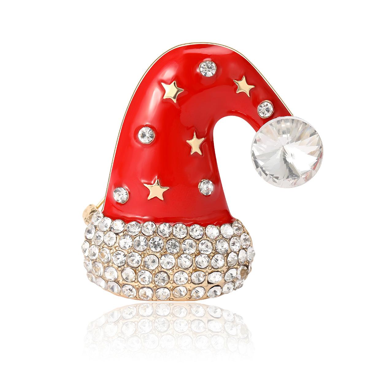 

Милая и универсальная брошь в виде рождественской шапки из сплава со стразами, модные и универсальные аксессуары в виде цветка для груди для мужчин и женщин красный