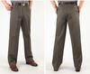 Dad's Pants Men's High Waist Cotton Double Pleated Loose Fit Pants for Spring & Autumn