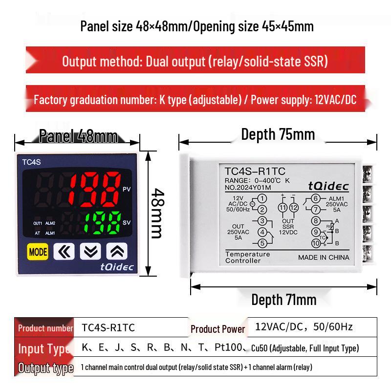 

Taiquan TC4S Digital Temperature Controller with Intelligent PID Adjustment