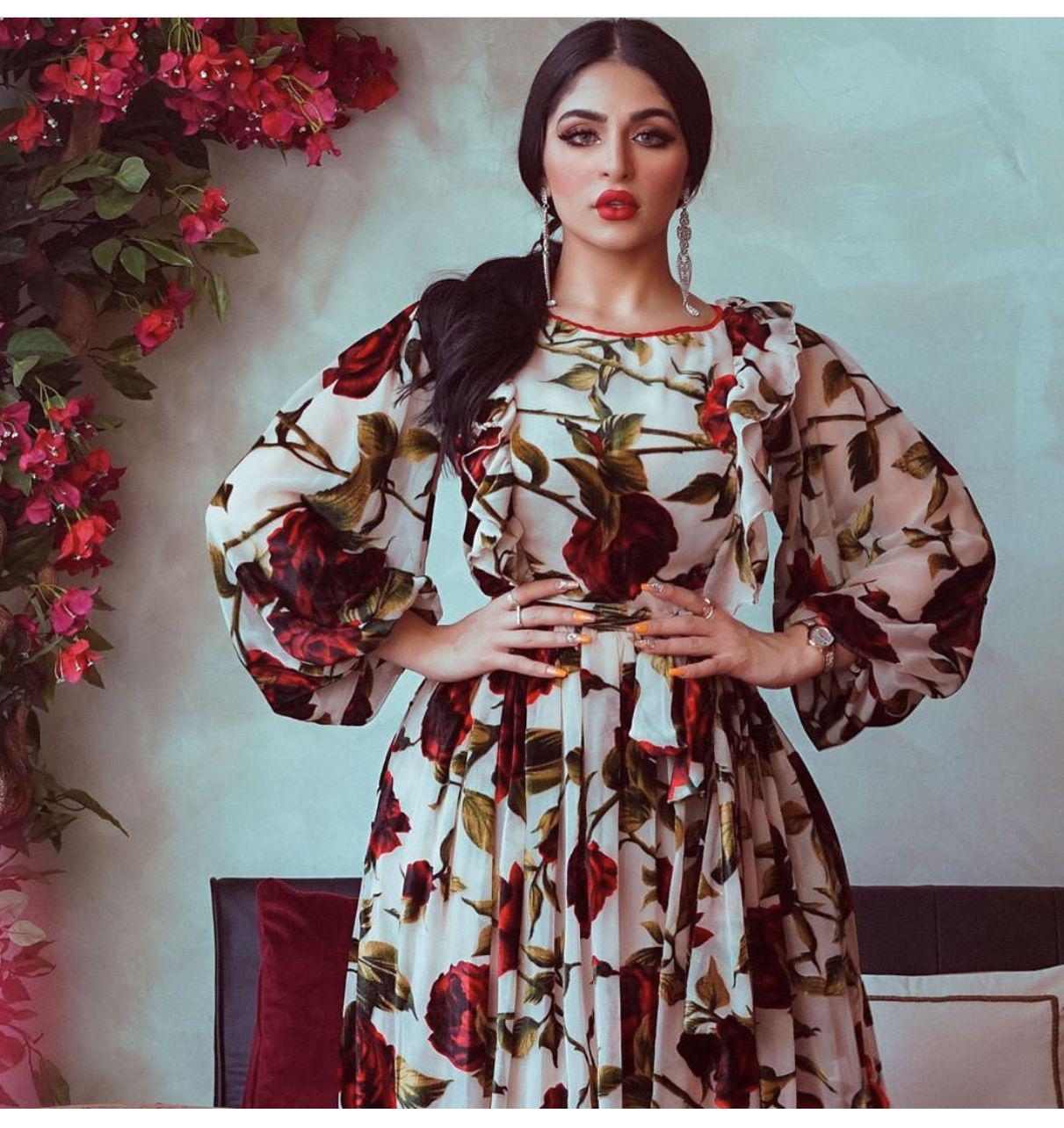 

AB032 Платье с оборками и принтом «Ближневосточная богема», роза S