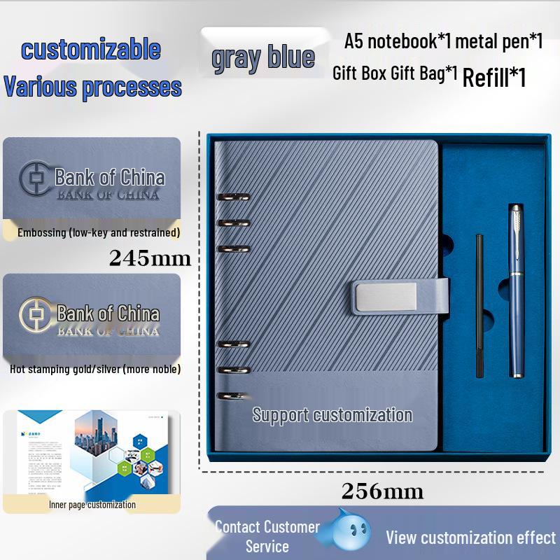 Niestandardowy notes A5 w segregatorze i kubek termiczny zestaw upominkowy z logo na święta i pamiątki firmowe