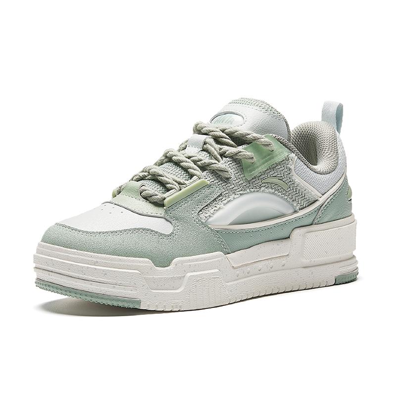Anta Lifestyle Series Shock Absorbing Wear Resistant Low Top Sneakers Women Sneakers Gray Green 922428001-7