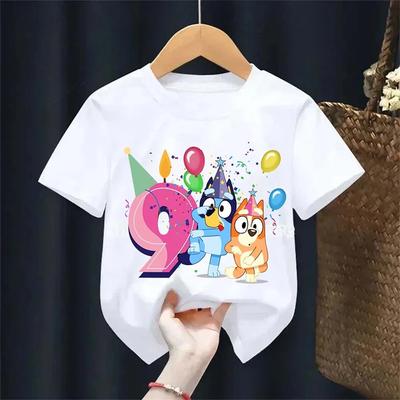 Cartoon Graphic Print Tee Digital T-Shirt Children Shirts Birthdays Number 1 To 9 Tops Kids Aesthetic Clothes Gift