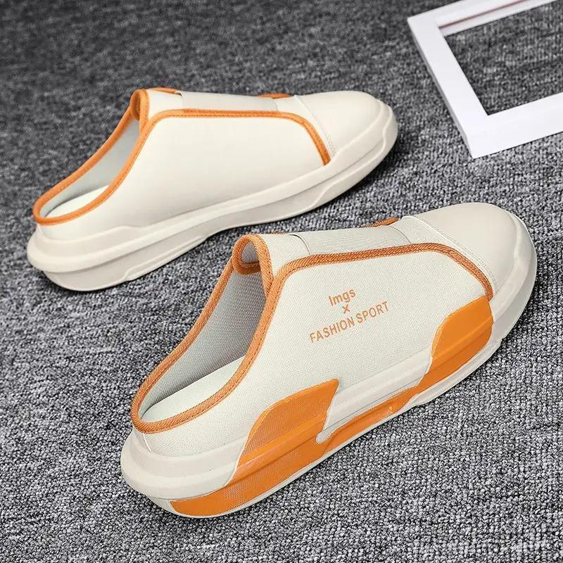 Fashion Mules Slides Flat Rubber Pvc Canvas Half Men's Shoe Designer Luxury Adult High Quality Fashion Clappers 2025 Casual Male Slipper