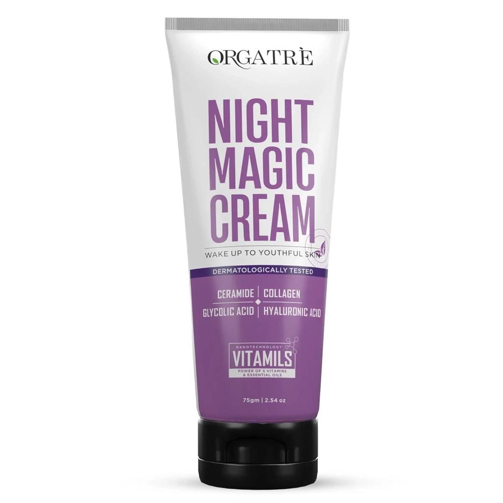 Orgatre Night Magic Cream 75g Anti-Aging Glow with Ceramide & Collagen