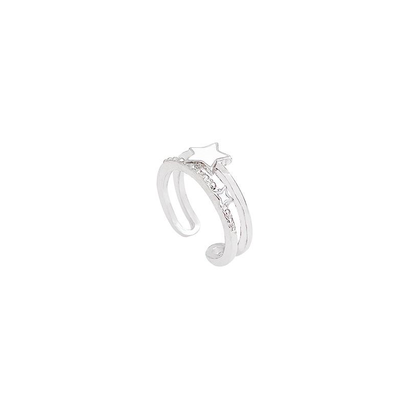 Double star zircon ring female niche design Spice girl ring light luxury personalized jewelry