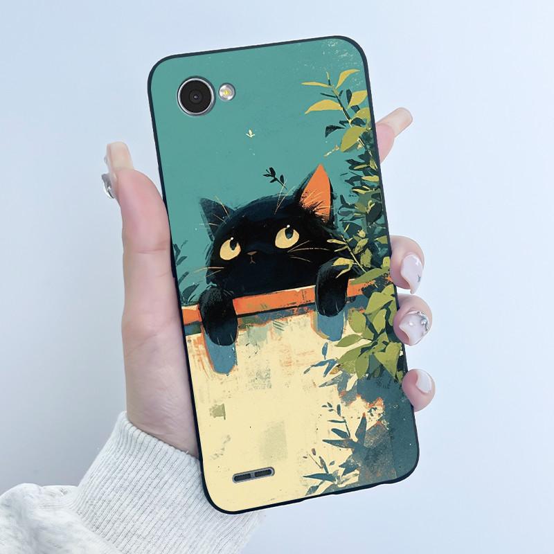 Cute Case For LG Q6 Fundas LG G6 Mini Capa Coque Printing Shell Protective Cover Soft Silicone Cartoon Black Casing