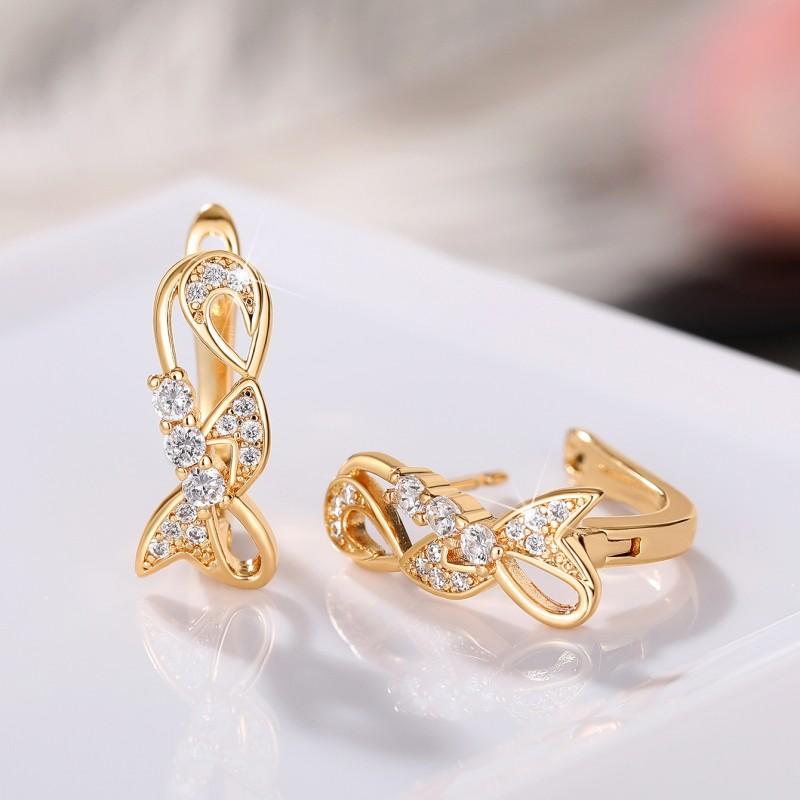 

CAOSHI Chic Bright Zirconia Hoop Earrings for Women Gold Color Zircon for Engagement Ceremony Fashion Versatile Accessories