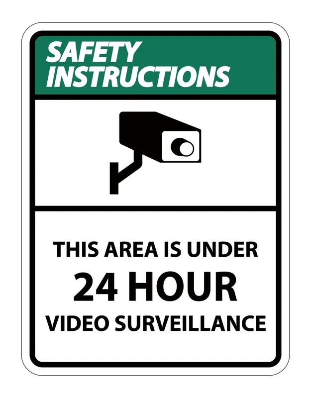Hisun Tin Sign HD Tin Sign Bilingual Security Warning Wall Decor Retro French English Video Surveillance Metal Poster for Business Home