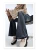 Retro Blue High-Waist Micro Flare Jeans with Slimming Raw Edge Design for Women - Spring & Autumn