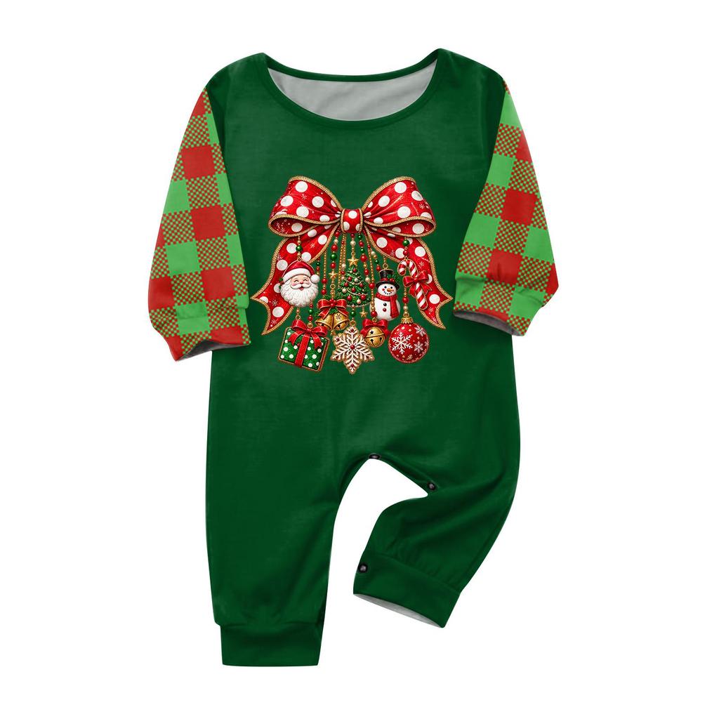Christmas Print Long Sleeve Pants Family Matching Pajama Set Loungewear for Adults and Kids