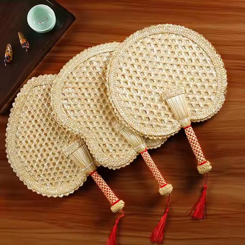 1Pcs Round Natural Pushan Environmentally Friendly Chinese Style Decorative Diy Woven Fan Cooling Fan Home Decoration Hand Fans