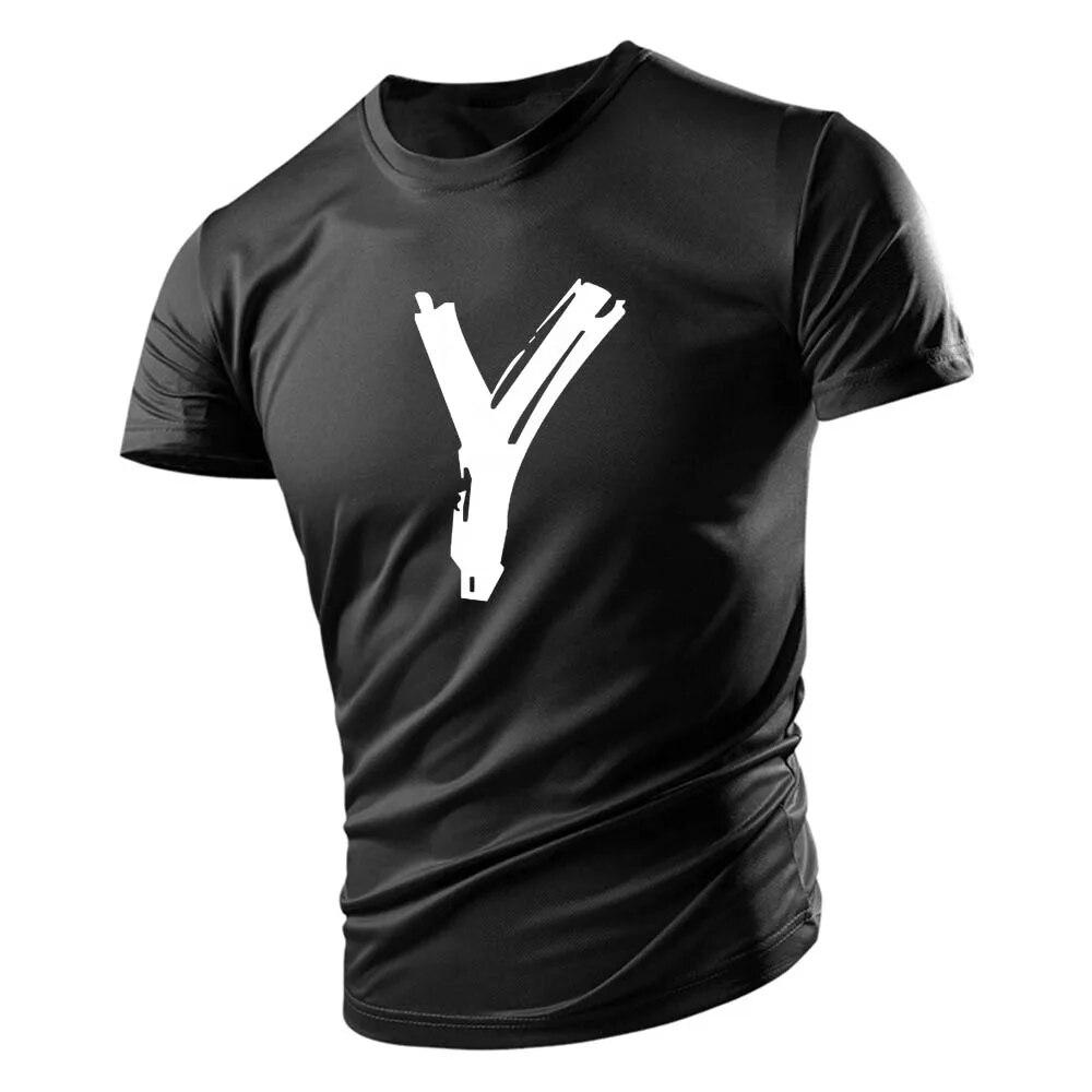 2023 Summer Casual Sports Style 2d Letter-Printed Men'S Round Neck T-Shirt Short Sleeves Comfortable Breathable Quick Drying