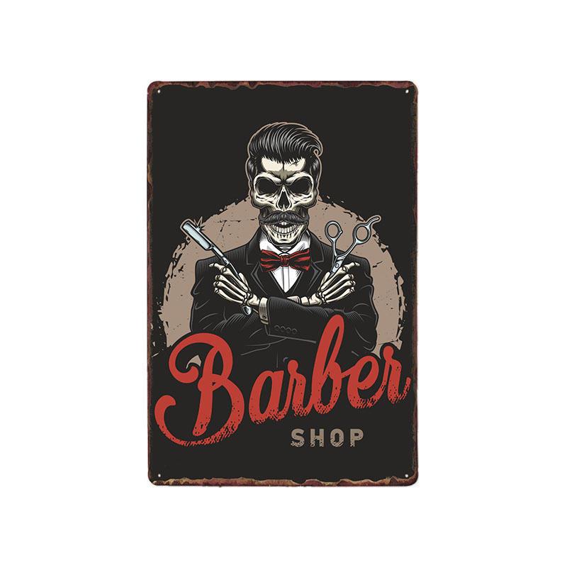 Hohappyme Vintage Barber Shop Metal Signs Barbershop Poster Bar Pub Retro Plaque Haircut and Shave Beard Iron Plates 20x30 Cm