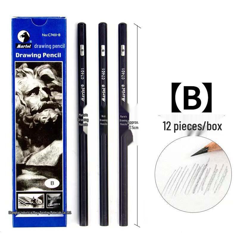 Mali Brand Charcoal Sketch Pencil Set - Includes 2B, 4B, 6B, 8B for Art Students