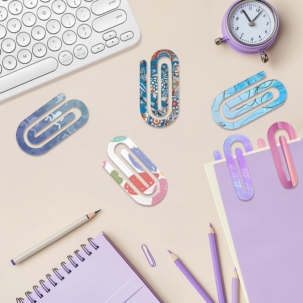 12 Pcs Sublimation Paper Clips Jumbo Blanks, 4x2 Inch Acrylic Sublimation Paperclips Blanks Large, Personalized Paper Clips for Crafts, Gifts, Home,