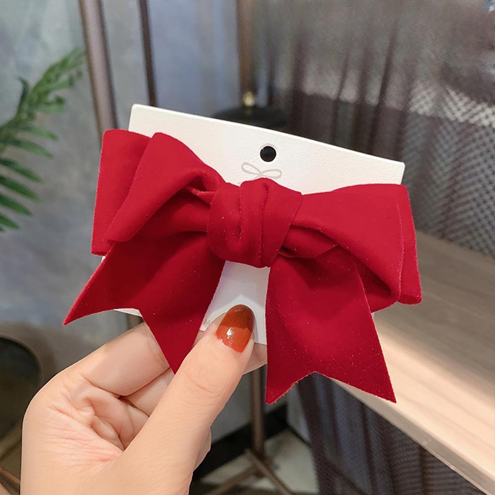 Headwear Red Bow Hair Clips Jewelry Tassels Pearl Barrettes Ribbon Hairpin  Hair Styling Accessory