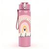 1PC Blessed Pastel Rainbow Arch Text Print 750ml Color Plastic Sports Water Bottle Leakproof Flip Straw Lid Suitable for Sports Office Home Use