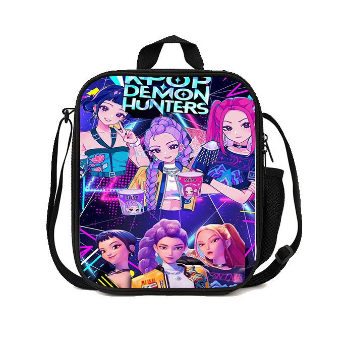 Gedruckte Hexenjäger K-Pop Essensbeutel, Studentin Huntrix Kpop Picknicktasche Kühltasche, Thermoisolierbeutel