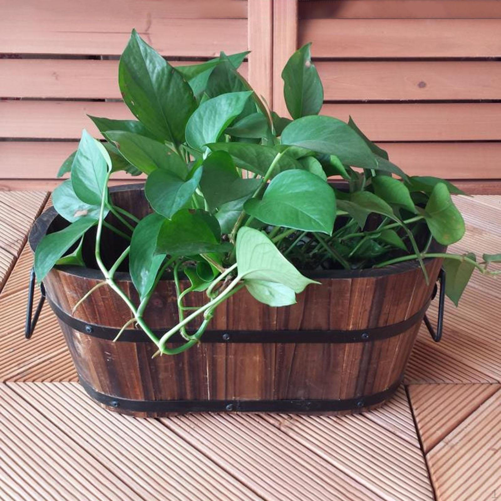 

Бочка Кашпо Горшок для растений Декоративные поделки Деревянный контейнер для дома Гостиной Кухни oval