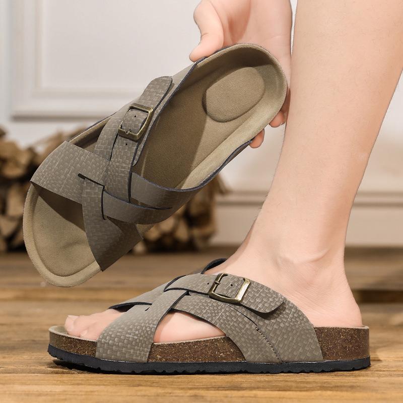 Summer new beach shoes outdoor outing platform men's dual-purpose non-slip sandals men's cork cool slippers
