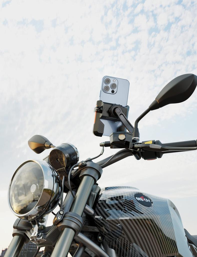 Grefay Motorcycle Phone Handlebar Motorcycle Phone Holder Connection Methods Quick Compatible with iPhone 14 14 14 Pro 14 13 Pro 13 12 11 Pro 11 XS XR
