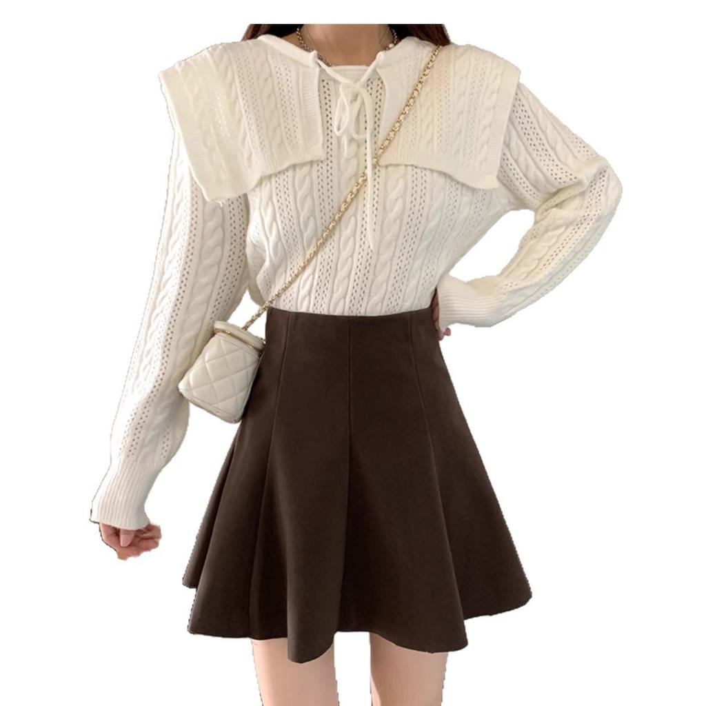 Korean Style High-Waisted Corduroy A-line Skirt - 2025 Slimming Autumn/Winter Petite Umbrella Skirt with Anti-exposure Design