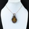 Tiger Eye & Moonstone Gemstone Pure Copper Wire Wrap Handmade Beautiful Jewelry Pendant