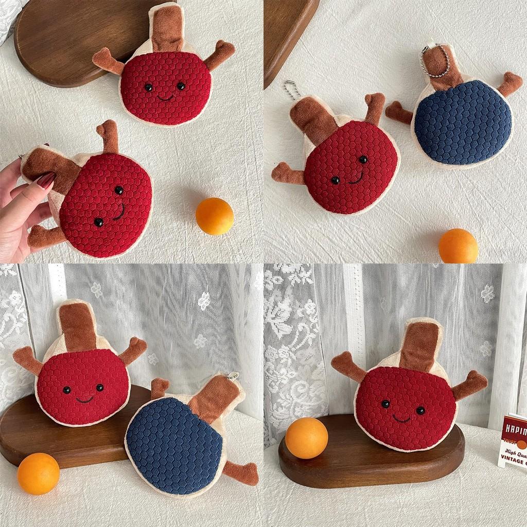 Table Tennis Racket Plush Keychain Soft Stuffed Toy With Pp Cotton Filling For Kids Gift