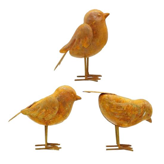 3 Pcs Rusty Metal Bird Figurine Vintage 3D Bird Sculpture Farmhouse Outdoor Decoration for Patio Yard Garden 3pcs