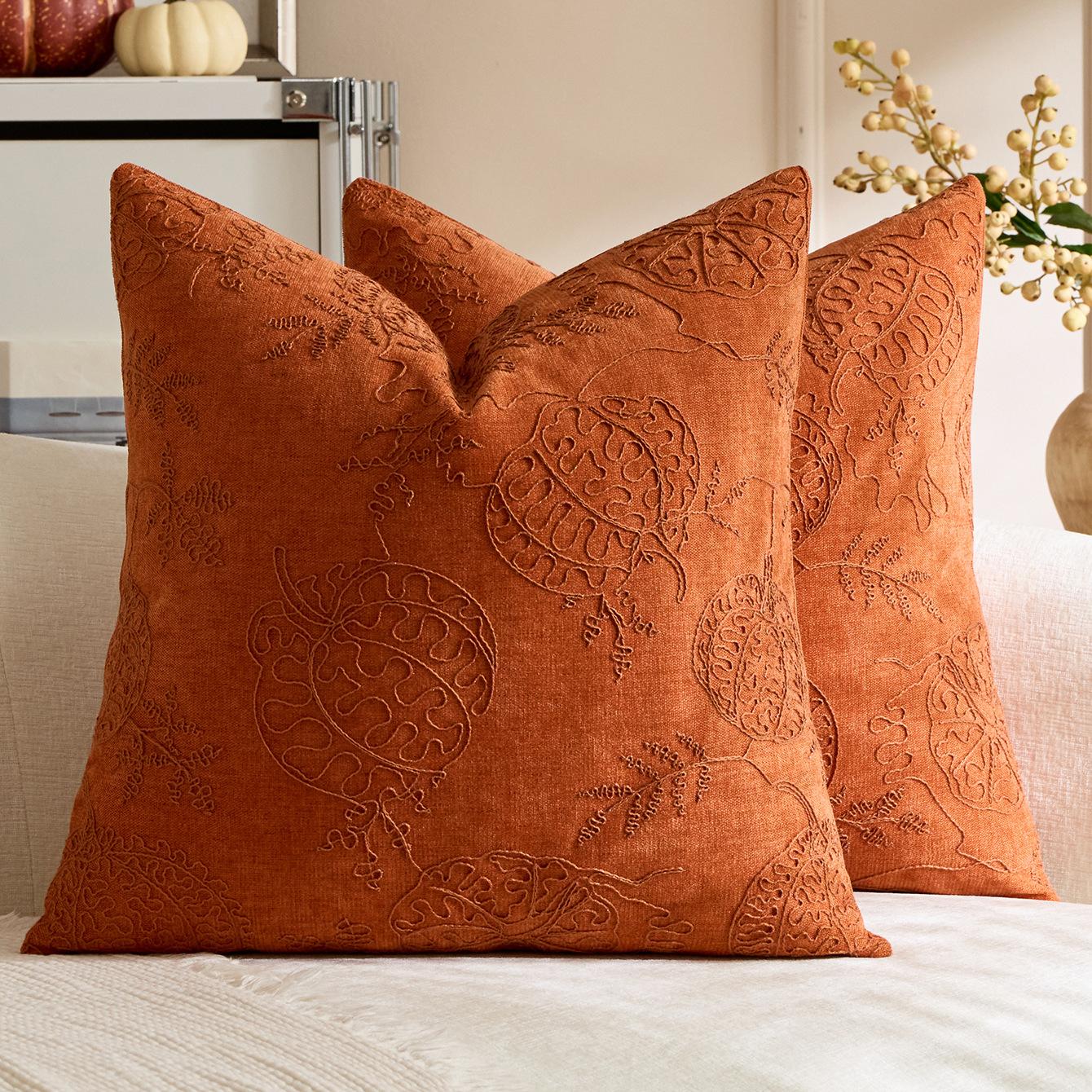 Housse de coussin feuille d'érable d'automne Cojines Acción de Gracias et Halloween Housse de coussin citrouille brodée Décor Housses de coussin pour la maison Extérieur 30x50cm