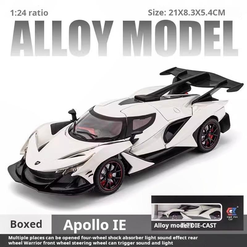 1/24 Scale Apollo IE Supercar Alloy Limousine Diecast Car Model Toy Sound Light Pull Back Kid Birthday Gift Collect Home Decorat