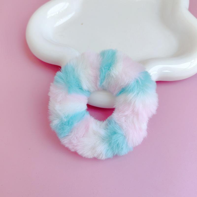 

Радужная 7 см плюшевая резинка для волос из искусственного кроличьего меха - Коллекция Осень/Зима - Многоцветный аксессуар для волос для женщин